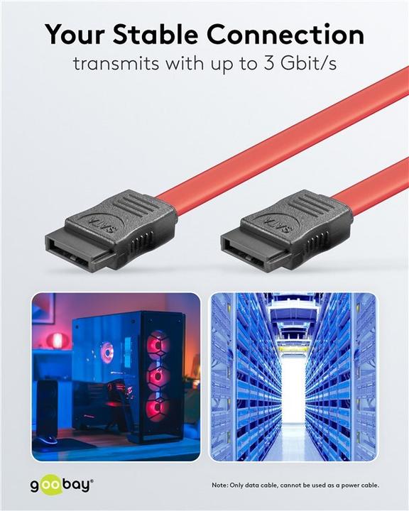 Image du produit Goobay Câble HDD S-ATA 1,5 GBits / 3 GBits, rouge, 0.5 m (50 cm, SATA)