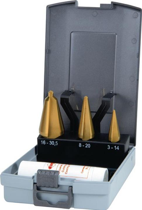 Actual product image Ruko Sheet metal peeling drill sets. Plastic box.set HSS TiN 4 p (3-14 / 5-20 / 16-30, 5 mm)