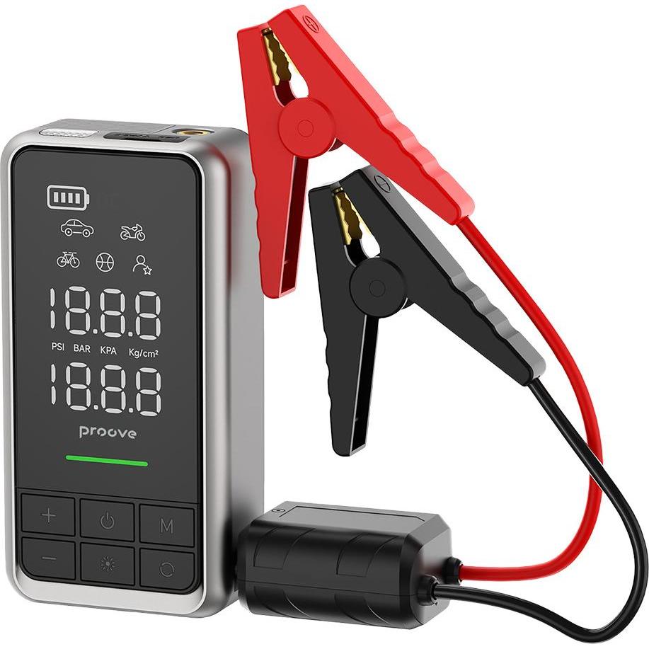 Proove, Avviatore di emergenza, - Car Jump Starter (JSAP10400203) - 2 in 1 Air Jump + Pump, 10400mAh, 1000A - Gray (1000 A, 10400 mAh)