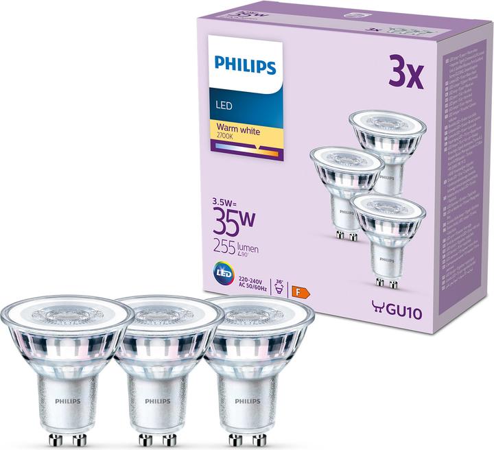 Produktbild Philips LED Classic (GU10, 3.50 W, 255 lm, 3 x, F)