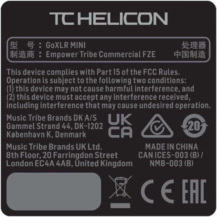 Productafbeelding TC Helicon GO XLR Mini-WH Mikser / Sampler voor streaming (USB)