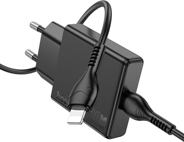 Image du produit Hoco Adapter slim wall charger Type C + cable Type C to Lightning PD QC 30W N37 black (30 W, 1 portion)