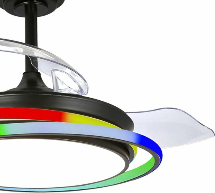 Actual product image Cristal Record Deckenventilator ANTILA MINI RGB BK RETRAC Schwarz (45 dB)