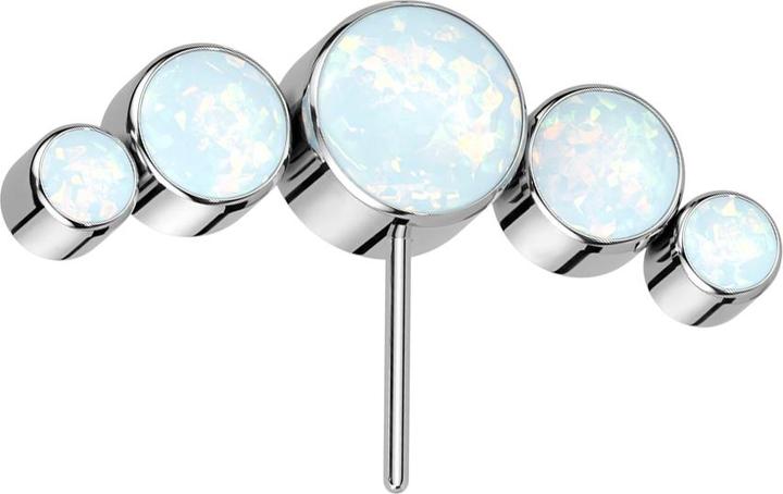 Immagine prodotto Star Piercing Threadless argento anteriore cinque opali bianco (senza ottone, Titanio)