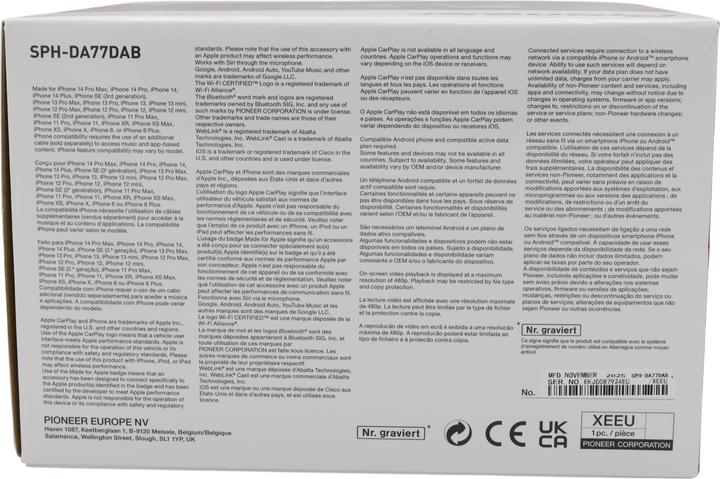 Actual product image Pioneer SPH-DA77DAB (Android car, Apple Carplay, MirrorLink)