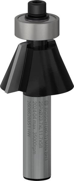 Produktbild Bosch Professional Zubehör Laminat-Bündigfräser, 8 mm, D1 23,7 mm, B 5,5 mm, L 12 mm, G 54 mm, 25°
