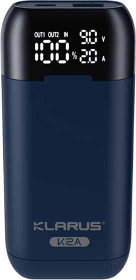 Actual product image Klarus Battery charger K2A for 2 batteries with 2 USB cables (1 pcs., 18650, 20700, 21700, Chargers without battery)