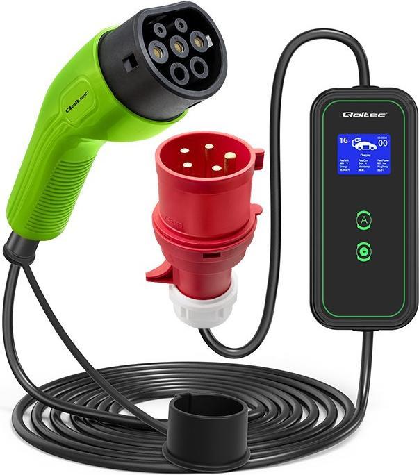 Produktbild Qoltec Intelligentes Gerät 52478 Mobiles EV-Ladegerät 11kw (Typ 2, 11 kW, 16 A, CEE16 rot)