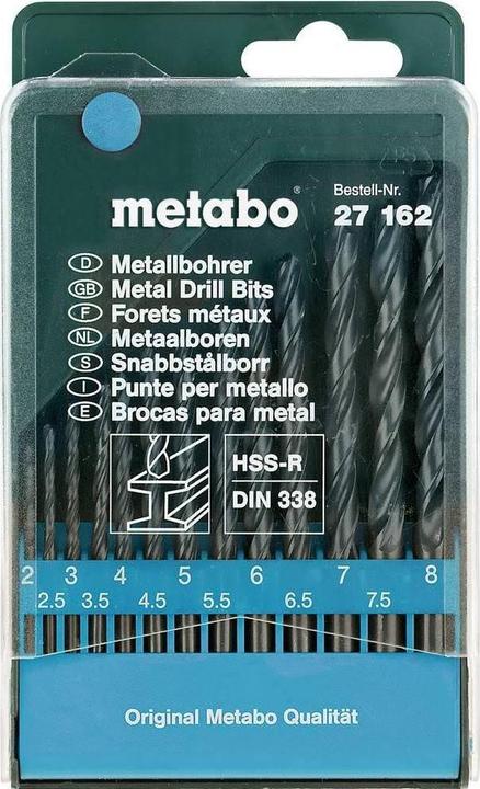 Produktbild Metabo HSSRBohrerkassette (2.5 mm, 3 mm, 5.5 mm, 7.5 mm, 2 mm, 8 mm, 3.5 mm, 5 mm, 6.5 mm, 7 mm, 6 mm, 4.5 mm, 4 mm)