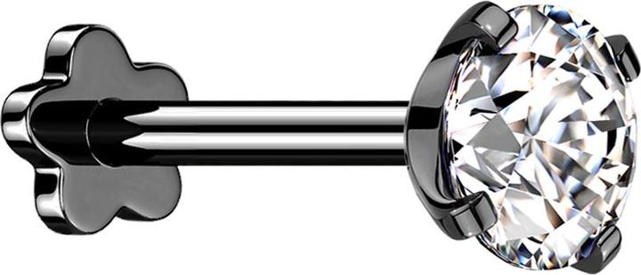 Immagine prodotto Star Piercing Micro Threadless Labret Blume schwarz mit Kristall silber gefasst (senza ottone, Titanio)