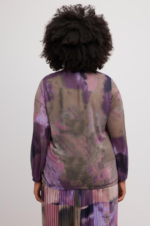 Produktbild Ulla Popken Bluse, Chiffon, V-Ausschnitt, Gummisaum, Langarm (46, 48)