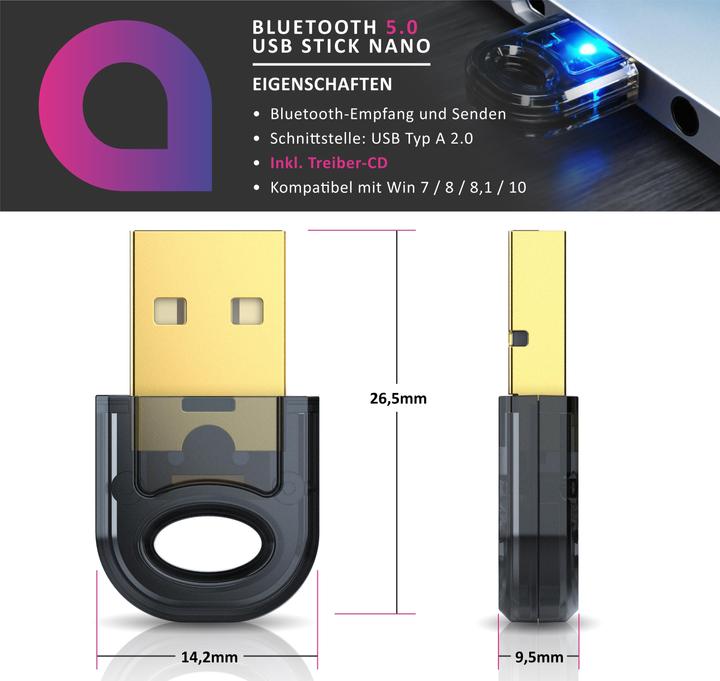 Immagine prodotto Aplic Chiave USB Bluetooth (Trasmettitore e ricevitore)