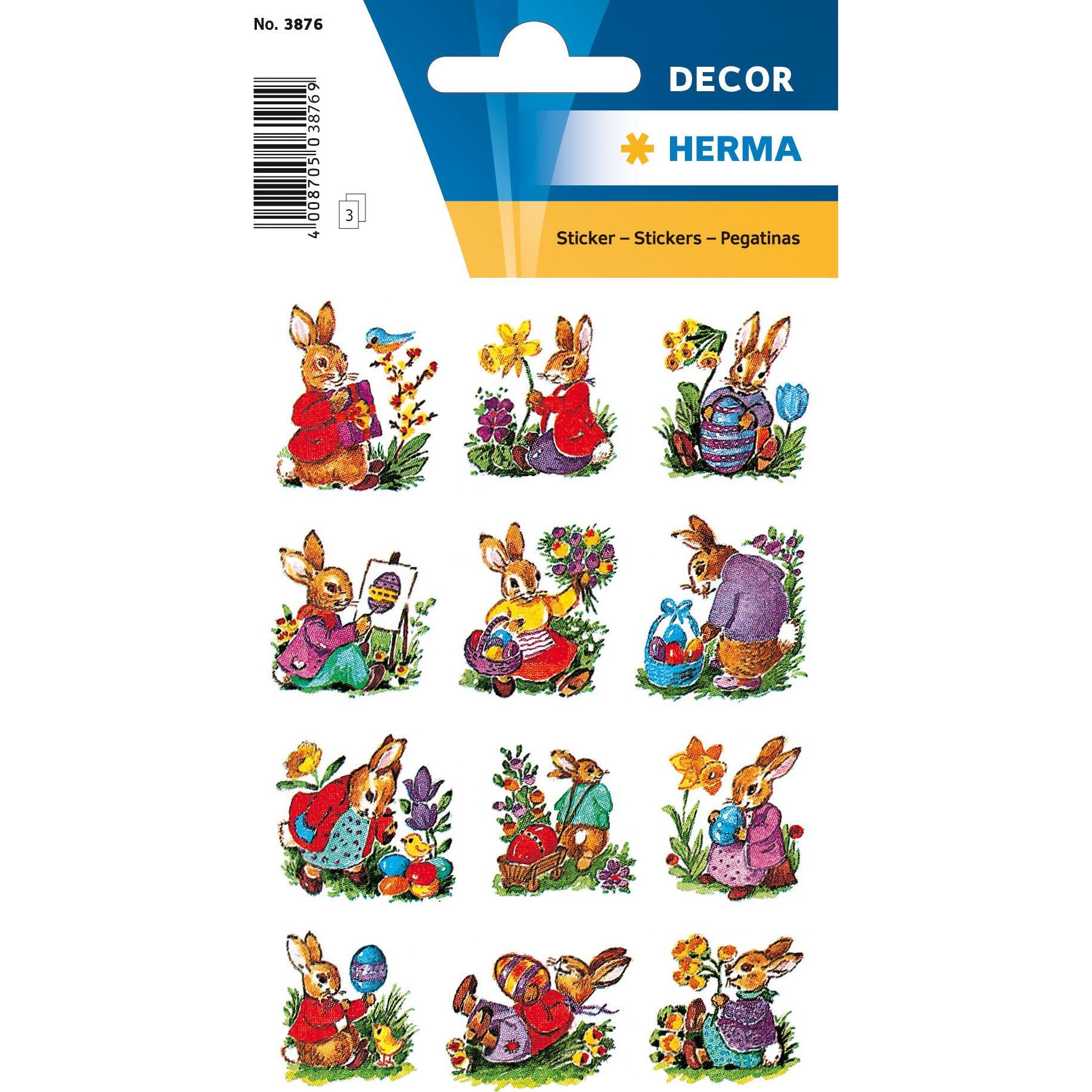 Thumbnail - Herma, Osterdeko, Schmucketiketten DECOR Hasen nostalgisch 3 Bl. (1 x, 84 x 120 mm)