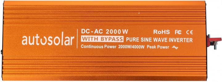 Image du produit Autosolar Onduleur avec bypass 12 V DC vers 230 V AC 2000 W
