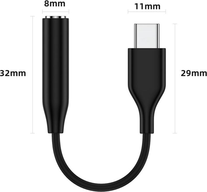 Produktbild Apfelkiste USB C auf 3.5mm AUX Klinke Adapter Kabel, 10cm, Schwarz (Klinkenadapter)