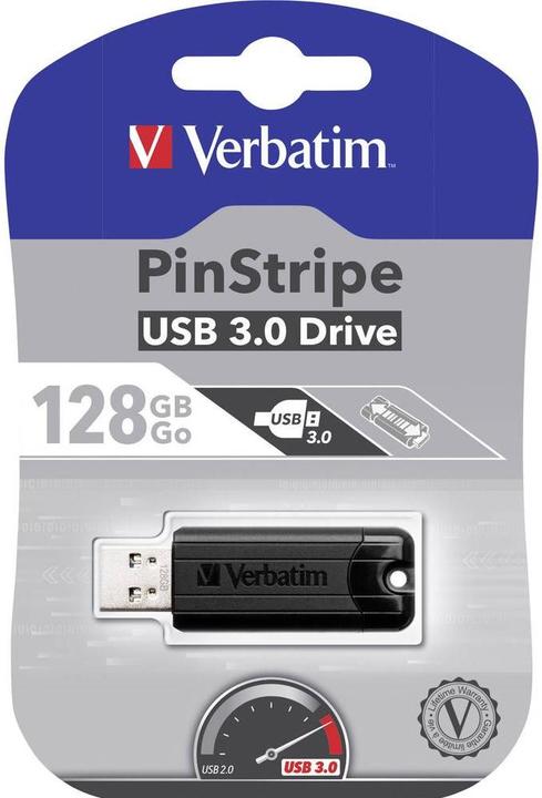 Image du produit Verbatim Clé USB PinStripe (128 Go, USB-A)