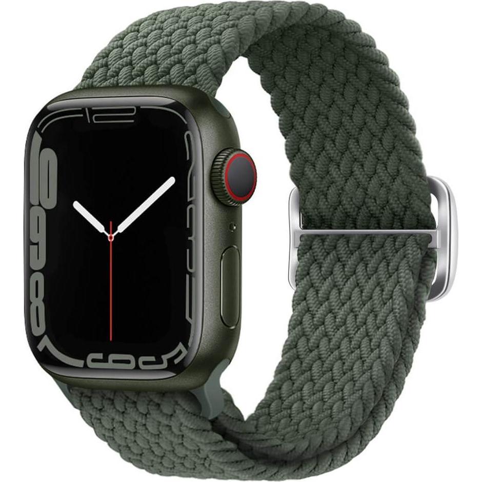 Cover-Discount Apple Watch 42/41/40mm - Nylon Stoff Ersatzarmband geflochten (Nylon), Uhrenarmband, Grün