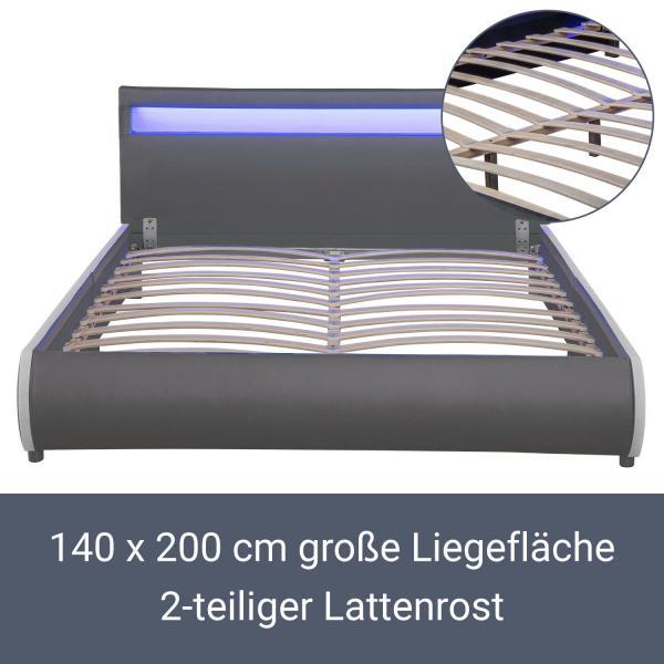 Immagine prodotto Juskys Letto imbottito Siviglia con LED (140 x 200 cm)