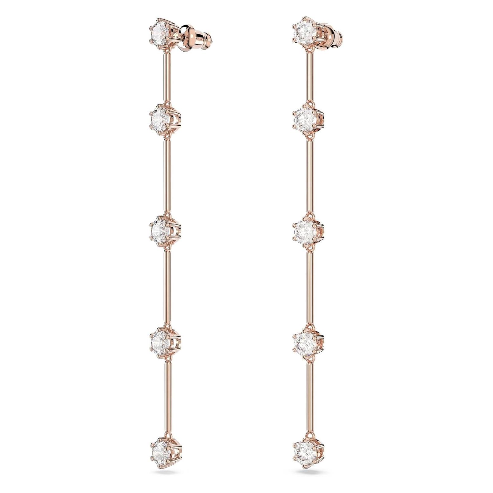 Swarovski, Oorbellen, Constella Druppel Oorbellen Rond Geslepen Wit Roségoud, (Swarovski Metaal)