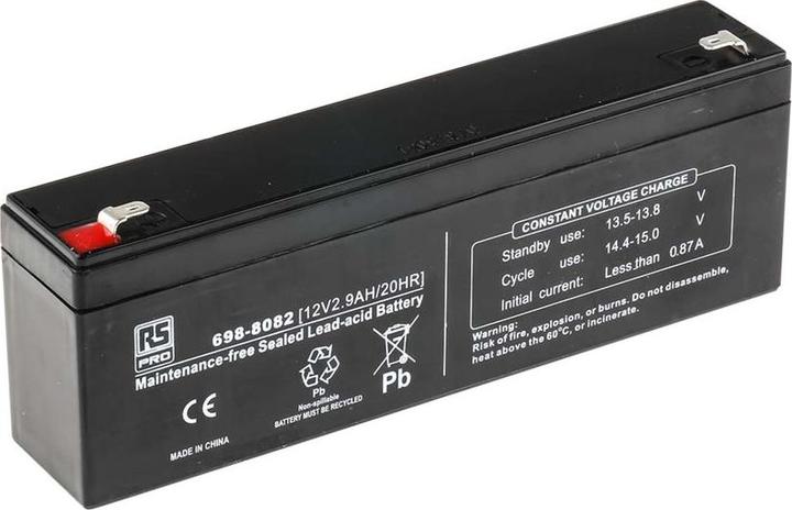 Productafbeelding RS PRO Loodaccu AGM 12V 2,9Ah (12 V, 2900 mAh)