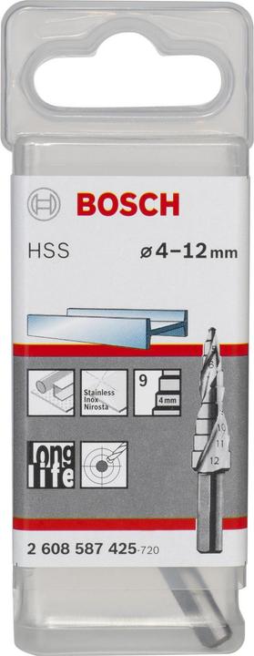 Produktbild Bosch Professional Zubehör Stufenbohrer HSS, 4 - 12 mm, 6 mm, 66,5 mm, 9 Stufen (6 mm)