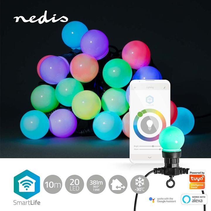 Produktbild Nedis SmartLife Dekorative LED Wi-Fi RGB 20 LED"s 10 m Android™ / IOS (10 m)