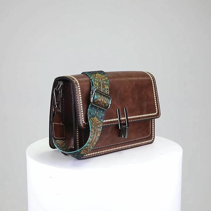 Immagine prodotto Only-Bags.Store Mini borsa a tracolla quadrata retrò e versatile, classica borsa a tracolla strutturata con patta