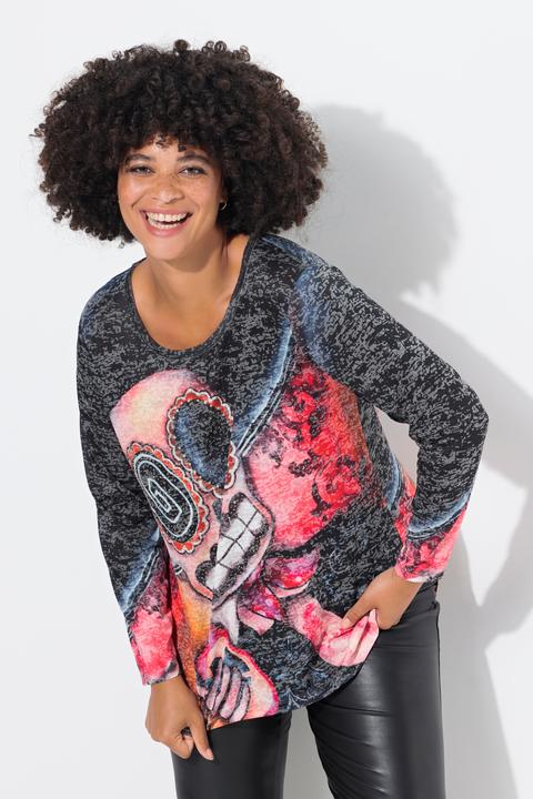 Produktbild Angel of Style T-Shirt, A-Linie, Totenkopf-Print, Langarm (44)