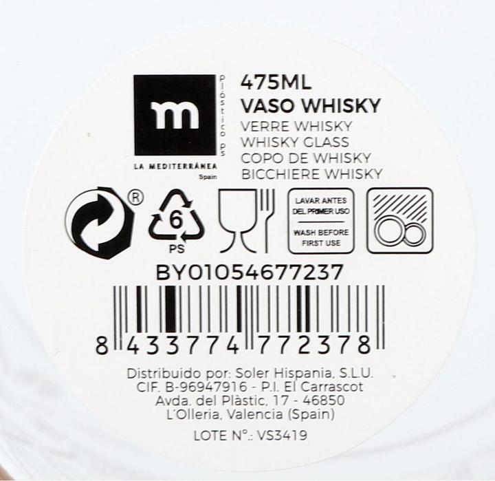 Actual product image La Mer Whiskey glass La MediterrÃ¡nea (24 Units) (24 x, Whisky glass)