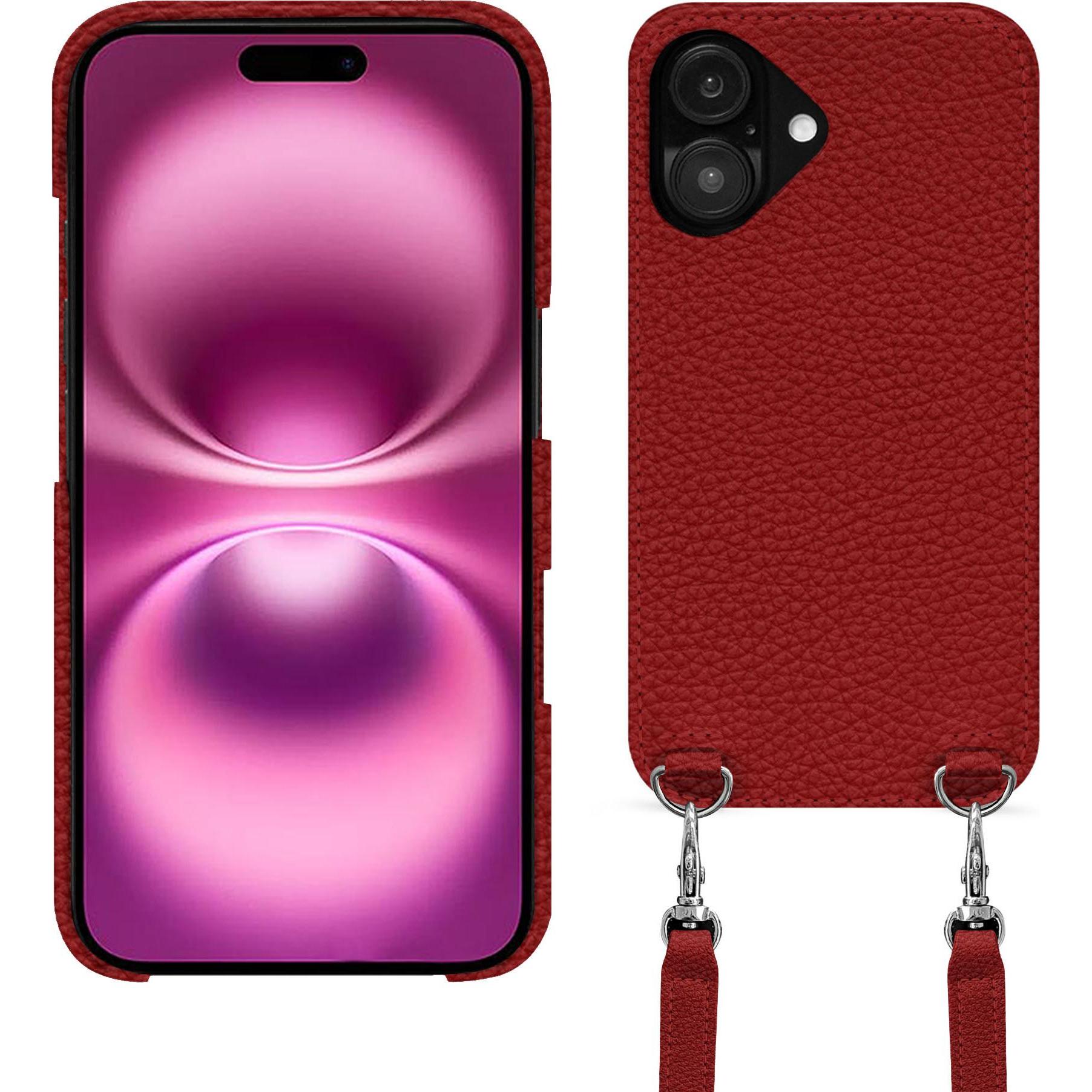 Noreve Schutzhülle mit Schulterriemen Apple iPhone 16 Plus (Apple iPhone 16 Plus), Smartphone Hülle, Rot