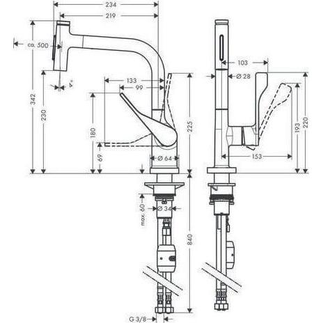 Thumbnail - hansgrohe, Küchenarmatur, Einhebel-Spültischmischer AXOR CITTERIO DN 15, Ausziehbrause chrom