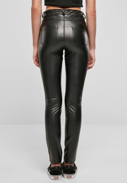 Actual product image Urban Classics Ladies Mid Waist Synthetic Leather Pants (26)