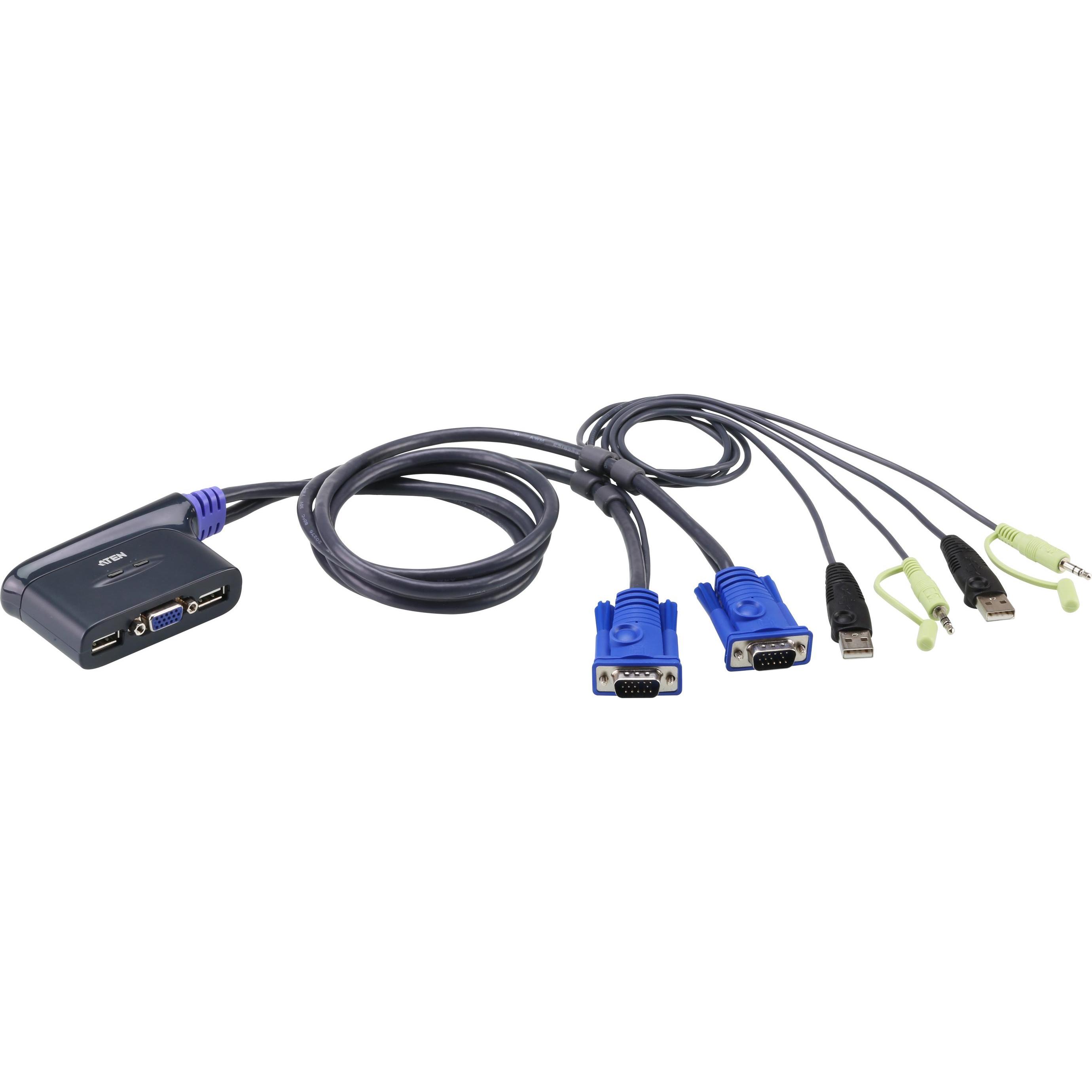 Aten 2-Port USB KVM Switch, Switch KVM, Blu