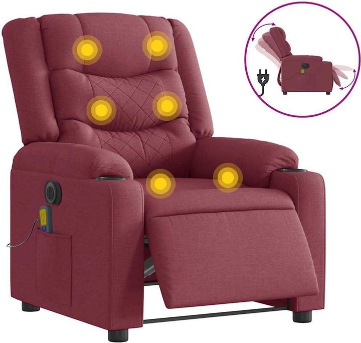 Actual product image VidaXL Massage chair electric wine red fabric