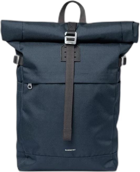Navy mit schwarzem Leder