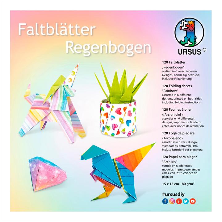 Produktbild Ursus Faltbl.Regenbogen.15x15 cm.3808-55-99F (80 g/m², 120x)