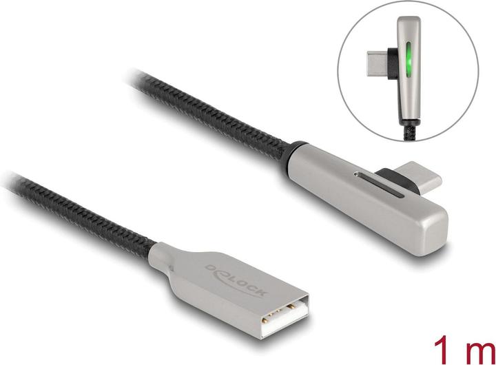 Produktbild Delock USB 2.0 Kabel Typ-A Stecker zu USB Type-C Stecker gew (1 m, USB 2.0, 60 W)