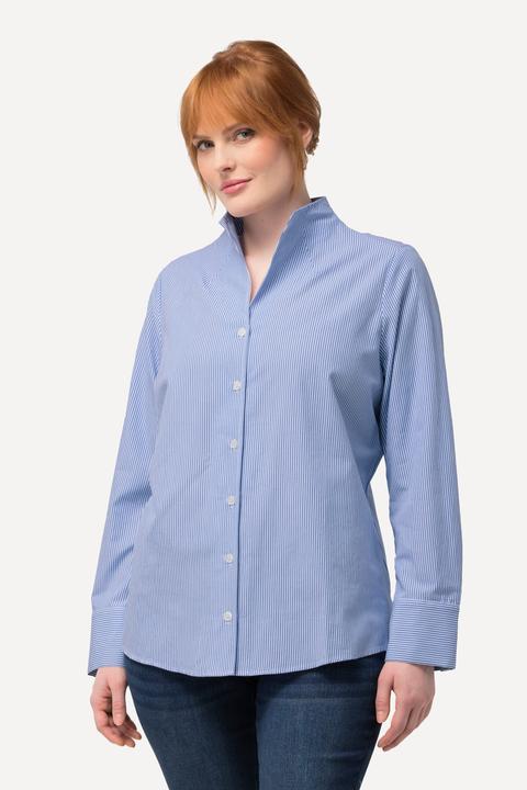 Immagine prodotto Ulla Popken Blusa a righe con scollo montante e maniche lunghe (62)
