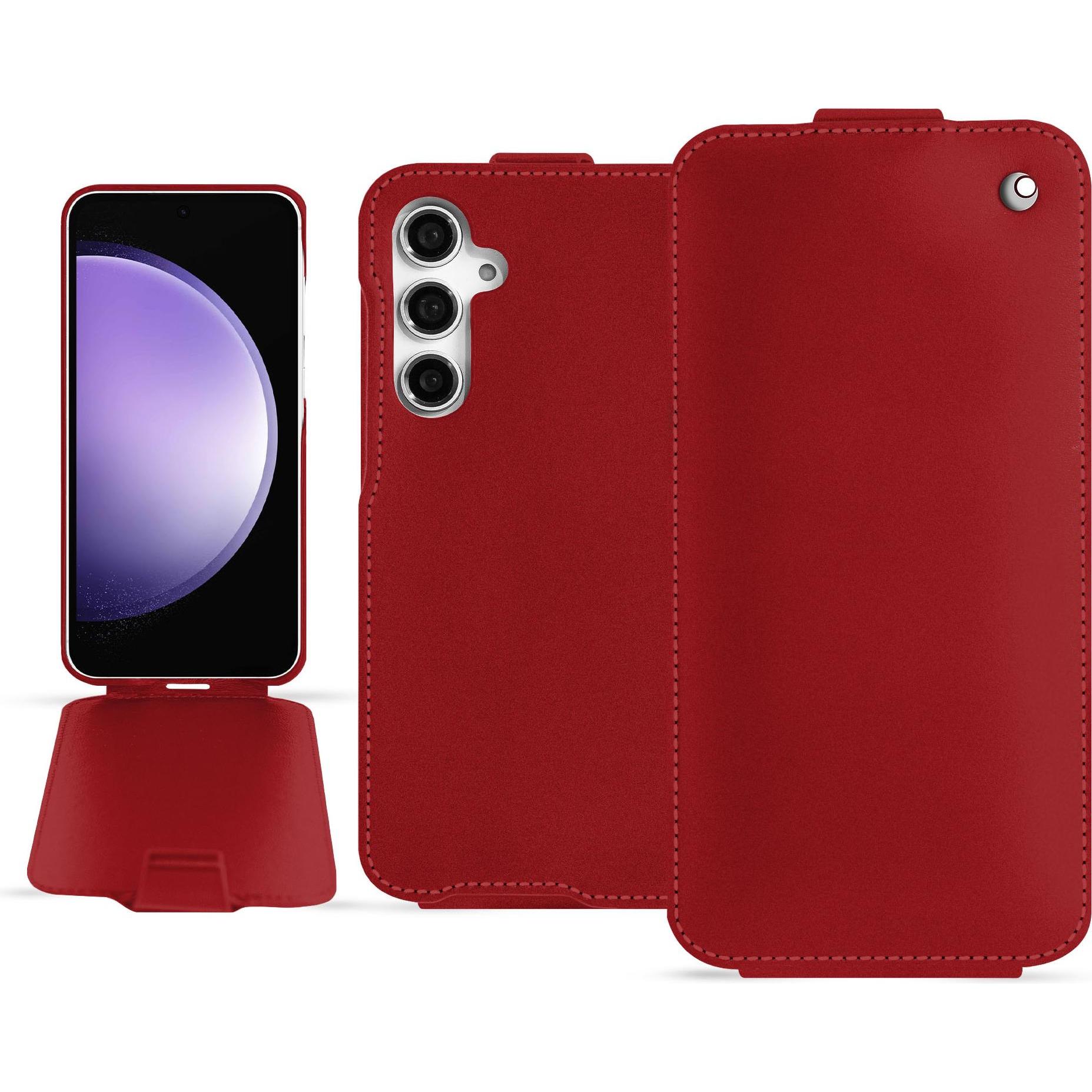 Noreve Lederschutzhülle vertikal (Samsung Galaxy S23 FE), Smartphone Hülle, Rot