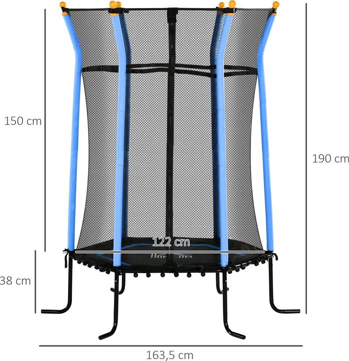 Produktbild Homcom Kindertrampolin Stahl, Kunststoff Blau (163.50 cm)