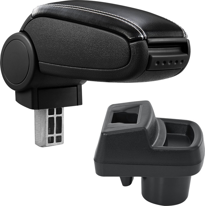 Actual product image Pro-Tec Centre armrest Opel Corsa F with storage compartment imitation leather black with white stitching