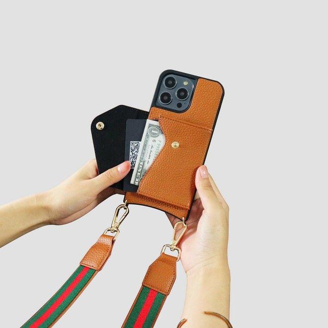 Image du produit MU Style SK101 Series Chaîne de téléphone portable Étui en cuir synthétique avec porte-carte