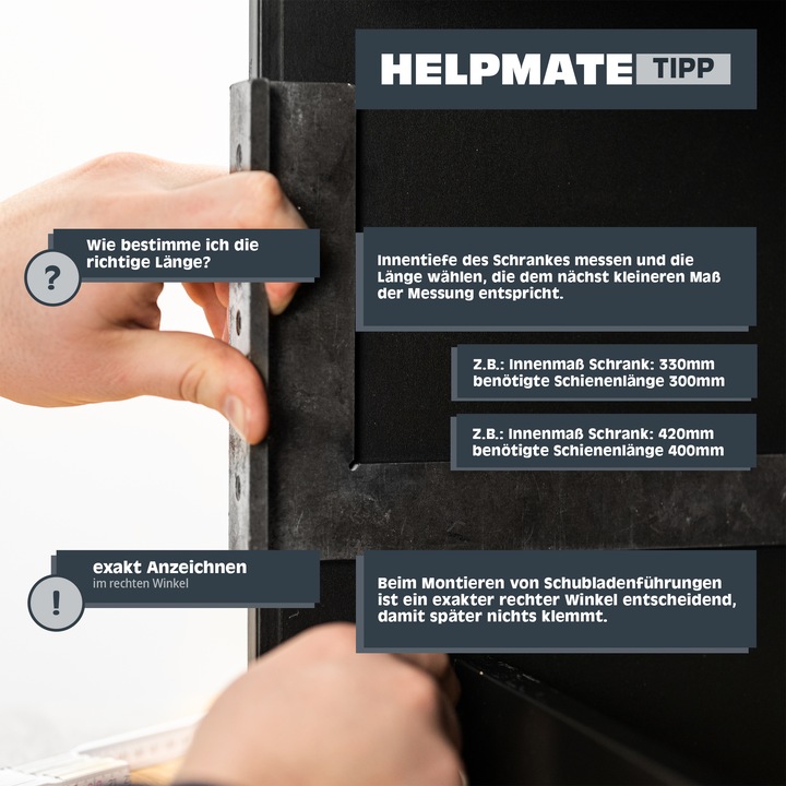 Actual product image Helpmate Rollschubführung 500 mm, Teilauszug, 1 Paar