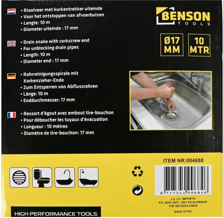 Actual product image Benson Drain snake 10 m (1 pcs.)
