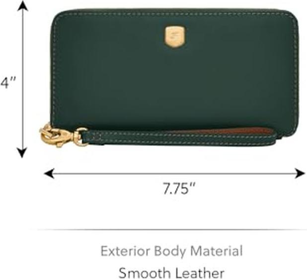 Actual product image Fossil Smooth Leather Zip Continental Wallet with Removable Wrist Strap