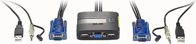Image du produit LevelOne KVM-0223, commutateur KVM à 2 ports, VGA, audio, USB