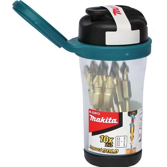 Makita, Schraubenzieher, Komplex 10 vnt. Doppel-Schlagbits 1/4" Philips PH2/65mm, IMPACT GOLD (B-52912) + Magnetisierer