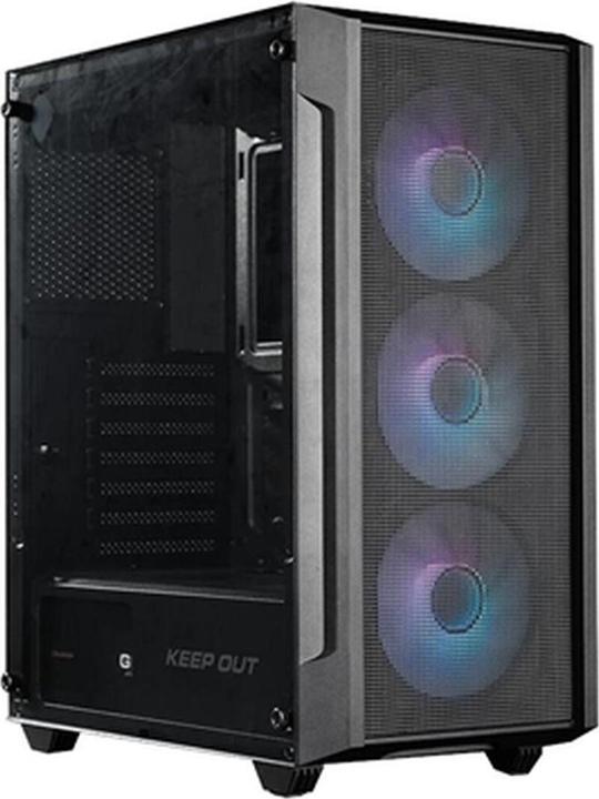 Keep Out Gaming KEEP OUT Számítógépház - XC-200 MESH (fekete, ablakos, 3x12cm RGB venti, ATX, 2xUSB2.0, 1xUSB3.0) (ATX, mATX, Mini-ITX)