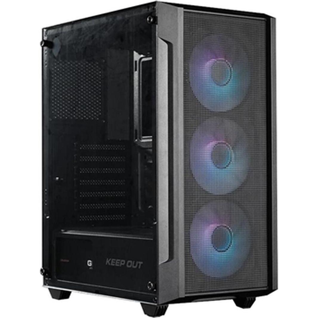 Keep Out Gaming KEEP OUT Számítógépház - XC-200 MESH (fekete, ablakos, 3x12cm RGB venti, ATX, 2xUSB2.0, 1xUSB3.0) (ATX, Micro ATX (mATX), Mini-ITX), C