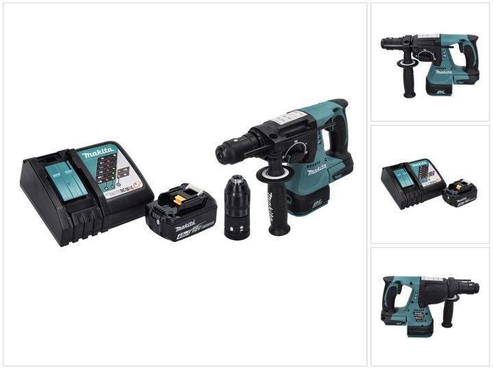 Image du produit Makita DHR 243 RM1 Marteau perforateur sans fil 18 V SDS plus Brushless + 1x batterie 4,0 Ah + chargeur (Fonctionnement sur batterie)